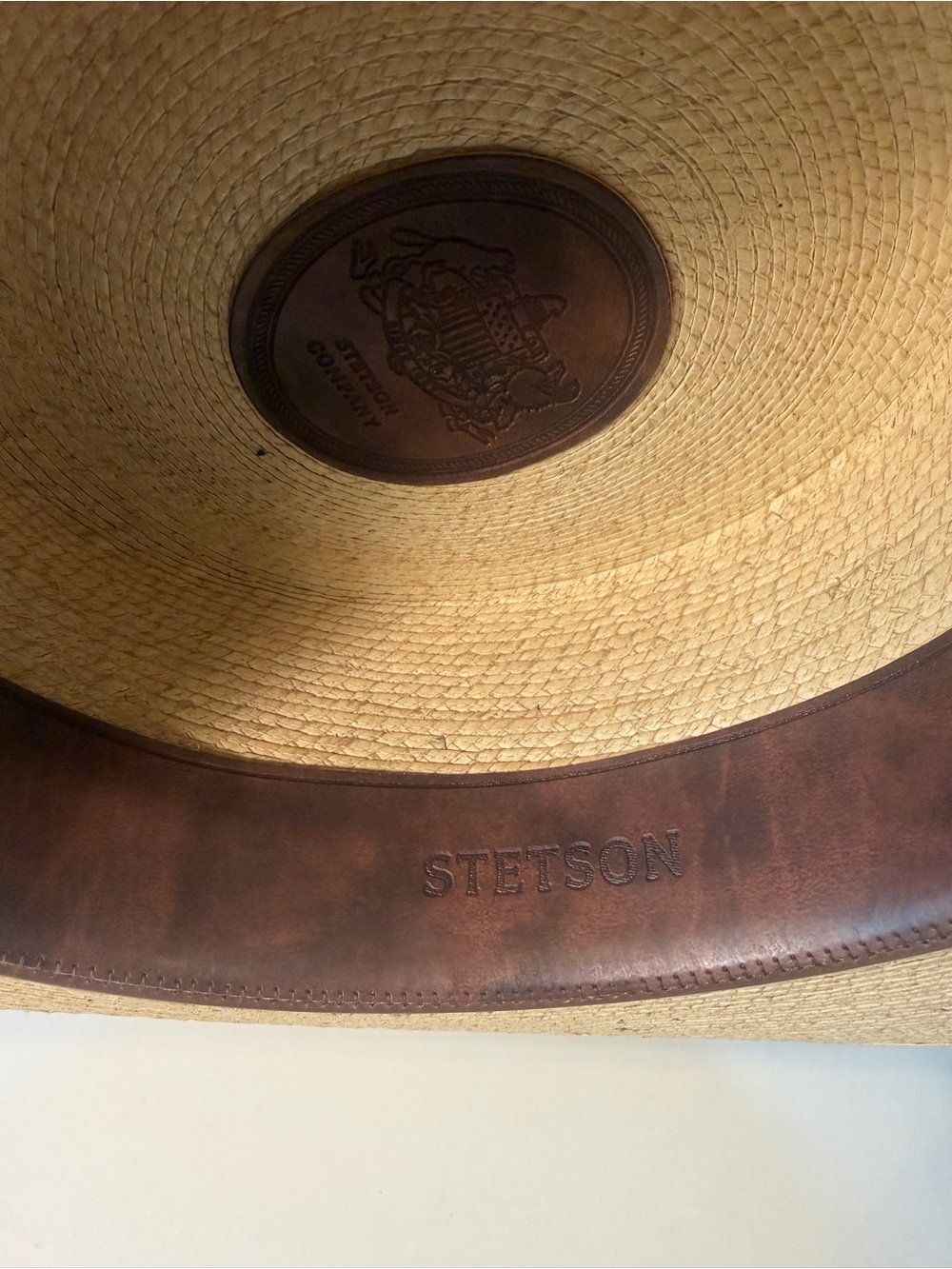 Stetson Natural Straw Wide-Brim Hat with Black Band Boater Palm Size XXL - Picture 3 of 8